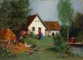 Johan Kövesy, Ländliche Idylle. 2. H. 19. Jh, Öl auf Leinwand