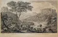 Johann Alexander Thiele, Prospect der Chur Sächsischen Berg : Vestung Königstein und der umliegenden Gegend, von der Abend Seite, 1726, Radierung auf Bütten mit Wasserzeichen