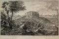 Johann Alexander Thiele, Prospect der Chur: Sächsischen Berg Vestung Königstein gegen Morgen, 1726, Radierung auf Bütten mit Wasserzeichen