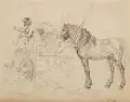 Johann Adam Klein, Heuwagen mit Pferd. Wohl um 1820