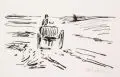 Max Liebermann, Wagen in den Dünen, Um 1909, Federlithographie auf dünnem Bütten
