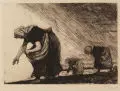 Georg Erler, Konvolut von sieben Grafiken. 1. H. 20. Jh, Radierungen in Braun und eine Farblithographie