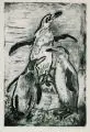 Erhard Hippold, Pinguine, 1960, Aquatintaradierung in Schwarzblau auf Bütten