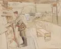 Robert Sterl, Robert H. Sterl, Soldat im Schützengraben, 1915, Aquarell auf Papier