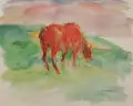 Christoph Voll, Rote Kuh, 1923, Aquarell