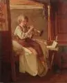 H Roger, Musizierender Knabe. Wohl um 1840/ 1850, Öl auf Leinwand