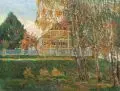 Hans Fritsch, Landschaft mit Fachwerkhaus, 1909, Öl auf Leinwand
