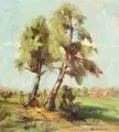 Georg Wichmann, Sommerliche Birken. 1. H. 20. Jh, Öl auf Malpappe