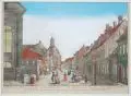 Johann Anton Riedel, Prospect von der Mauer-Straße nebst der Heil. Dreyfaltigkeitskirche in Berlin, Altkolorierter Kupferstich auf Bütten