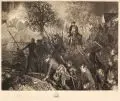 Franz August Börner, Friedrich und die Seinen bei Hochkirch, 13./14. Oktober 1758, 1904, Radierung nach einem zerstörten Gemälde von Adolph v