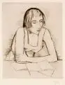 Karl Hofer, Beim Lesen, 1924, Kaltnadelradierung