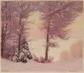 Paul Leschhorn, Winterabend, Farbholzschnitt auf Japan