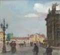 Franz Trautsch, Italienisches Dörfchen, 1909, Aquarell und Kohle, partiell mit Tempera gehöht