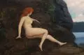 Eduard Paul Rüdisühli, Weiblicher Akt am Meer, Um 1910, Öl auf Malpappe