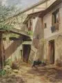 Hans Wilhelm Stillhammer, Die Ölmühle in Mühringen, 1911, Öl auf Malpappe