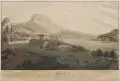 Christian August Günther, Festung und Städtchen Königstein von der Morgenseite [ ], Um 1800, Kolorierte Umrißradierung. "[…] Ihre königl: Hoheit der Prinzessin Maria Theresia Frau Gemahlin Prinz Antons zu Sachsen in tieffer Ehrfurcht gewidmet von Christ