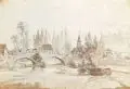 Wilhelm Friedrich Rothe, (zugeschr.), Lockwitz, Um 1800, Aquarell in Braun über Bleistift