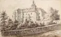 Gustav Täubert, Schloss in Dippoldiswalde, 1885, Aquarell und Bleistift