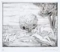 Alfred Partikel, Akte und Tiere in einer Landschaft, Um 1920, Kaltnadelradierung auf chamoisfarbenem "Zanders"-Bütten