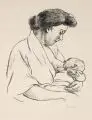 Heinrich Zille, Stillende Mutter (B), 1924, Lithographie auf gelblich-grauem, faserigem Bütten