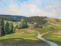 Camillo Schneidenbach, Der Lindenhof oberhalb von Bärenfels, Gouache