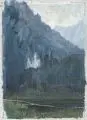 Wolfram Christian August Leonhardi, Blick auf Neuschwanstein, Öl auf Leinwand, auf Papier montiert