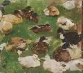 Hugo Mühlig, Enten am Ufer der Alten Düssel. Wohl um 1885