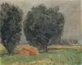 Landschaft mit Heuschober. Ohne Jahr by Richard Falkenberg, Öl auf Leinwand, sold Mar 2011