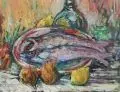 Ahrenshooper Fischerfrühstück by Erhard Hippold, 1958, Öl auf Malpappe, sold Mar 2011