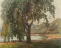 Rudolf Poeschmann, Am Strand Sudetenau, 1924, Öl auf Leinwand