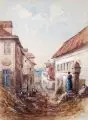 Road to the Schloß (The mountain street) Heidelberg by E.C. A., 1852, Aquarell auf grauem Karton, sold Mar 2011