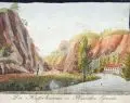 Christian August Günther, Der Kupferhammer in Plauischen-Grunde, Um 1800, Altkolorierte Umrißradierung