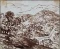 Franz Innocenz Kobell, Kleine Berglandschaft, Um 1800, Federzeichnung in Braun