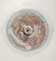 Carl August Richter, Umsicht auf der Kuppel der Frauenkirche in Dresden, 1824, Umrißradierung, koloriert