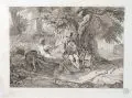 Johann Christoph Erhard, Der mit seinem Führer rastende Künstler, 1819, Radierung auf Bütten
