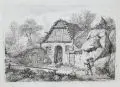 Johann Christoph Erhard, Der heimkehrende Wanderer bei herannahendem Unwetter, Radierungen. "Wanderer" in der Platte u.Mi. ligiertes Monogramm, signiert und datiert "Erhard inv et fec 1815"