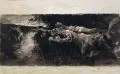 Albert Richter, Zentauren jagen eine Nymphe. 2. H. 19. Jh, Feder- und Pinselzeichnung in Tusche auf festem Papier
