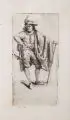 Johann Gottfried Schadow, Schwadroneur mit Stock und Degen. Frühes 19. Jh, Radierung