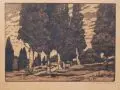 Hans Unger, Südliche Landschaft mit Zypressen und Pappeln