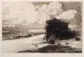 Alexander Eckener, Heuschober auf dem flachen Land, 1903, Radierung