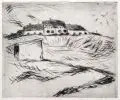 Walter Gramatté, Kaserne, 1920, Kaltnadelradierung auf festen Papier