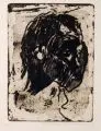 Männerkopf nach rechts by Käthe Kollwitz, 1905, Durchdruckverfahren auf Kupferdruckpapier, sold Mar 2011