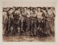 Käthe Kollwitz, Die Gefangenen., 1908, Radierung und Stoffdurchdruckverfahren auf "Van-Gelder-Zonen"-Bütten