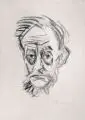 Heinrich Stegemann, Bildnis Ernst Barlach. Ohne Jahr, Umdrucklithographie auf dünnem, faserigen Papier