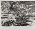Gustav Wolf, Fünf Darstellungen zu Urgewalten. 1. H. 20. Jh, Holzschnitte auf kräftigem Papier