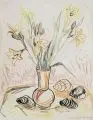 Erhard Hippold, Stilleben mit Blumenvase und Muscheln. Ohne Jahr