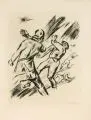 Max Pechstein, Somme 1916 III (Nahkampf), 1917, Radierung (Kaltnadel und Pinselätzung) auf imitiertem Japanbütten