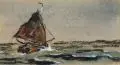 Friedrich Phillipp Schmöle, Segelschiff auf See, Um 1900, Mischtechnik auf Karton