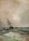 Iwan Konstantinowitsch Aiwasowsky, (Schule), Türkisches Schiff auf wogender See. 2. H. 19. Jh, Öl auf kaschierter Malpappe