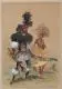 Thomas Baines, Matabili Warrior in dancing dress - and boy - Nobengulus village, Aquarellierte Bleistiftzeichnung auf Bütten, partiell weiß gehöht